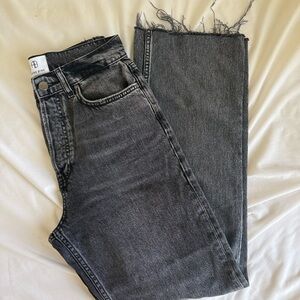 Anine Bing Straight Leg Kat Jeans in Washed Black